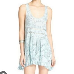 Free People Blue Floral Trapeze Slip Dress